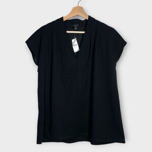 Ann Taylor Factory Popover Top XL Black V-neck NEW